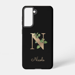 Elegant Botanische monogram Gold Letter N Samsung Galaxy Hoesje