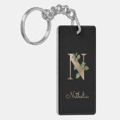 Elegant Botanische monogram Gold Letter N Sleutelhanger (Voorkant Links)