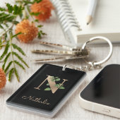 Elegant Botanische monogram Gold Letter N Sleutelhanger (Voorkant Rechts)