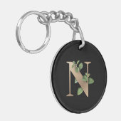 Elegant Botanische monogram Gold Letter N Sleutelhanger (Voorkant Links)
