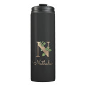 Elegant Botanische monogram Gold Letter N Thermosbeker (Voorkant)