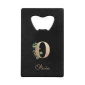 Elegant Botanische monogram Gold Letter O Creditkaart Flessenopener (Voorkant)
