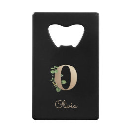 Elegant Botanische monogram Gold Letter O Creditkaart Flessenopener
