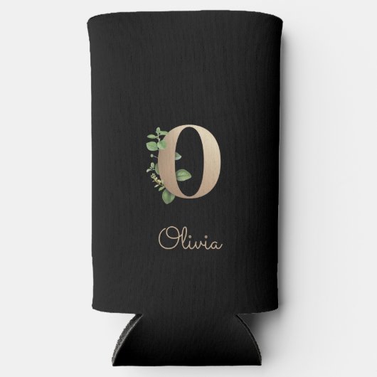 Elegant Botanische monogram Gold Letter O Seltzer Blikjeskoeler (Voorkant)