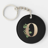 Elegant Botanische monogram Gold Letter O Sleutelhanger (Voorkant)