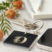 Elegant Botanische monogram Gold Letter O Sleutelhanger (Voorkant Rechts)