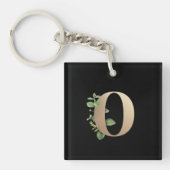 Elegant Botanische monogram Gold Letter O Sleutelhanger (Voorkant)
