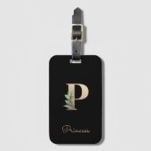 Elegant Botanische monogram Gold Letter P Bagagelabel (Voorkant (verticaal))