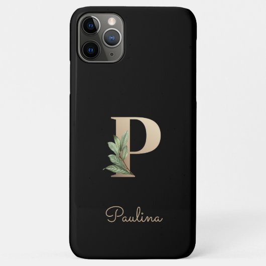 Elegant Botanische monogram Gold Letter P Case-Mate iPhone Case (Achterkant)