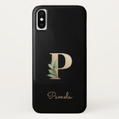 Elegant Botanische monogram Gold Letter P Case-Mate iPhone Case (Achterkant)