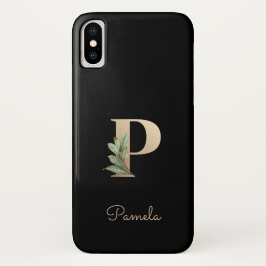 Elegant Botanische monogram Gold Letter P Case-Mate iPhone Case (Achterkant)