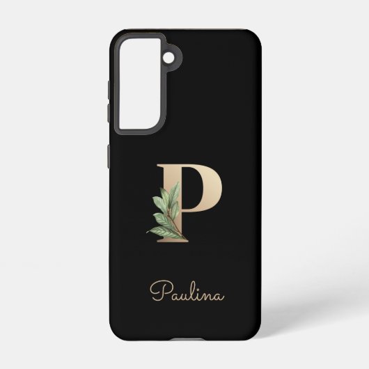 Elegant Botanische monogram Gold Letter P Samsung Galaxy Hoesje (Achterkant)