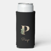 Elegant Botanische monogram Gold Letter P Seltzer Blikjeskoeler (Seltzer Voorkant)