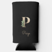 Elegant Botanische monogram Gold Letter P Seltzer Blikjeskoeler (Voorkant)