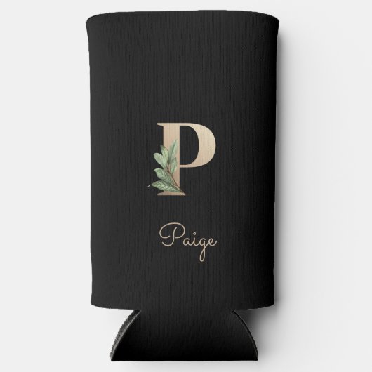 Elegant Botanische monogram Gold Letter P Seltzer Blikjeskoeler (Voorkant)