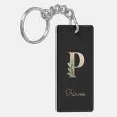 Elegant Botanische monogram Gold Letter P Sleutelhanger (Voorkant Links)