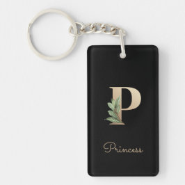 Elegant Botanische monogram Gold Letter P Sleutelhanger