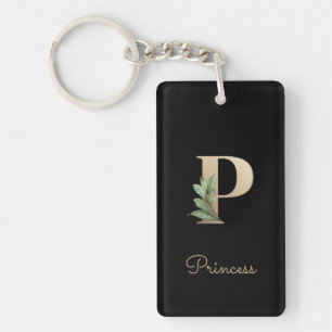 Elegant Botanische monogram Gold Letter P Sleutelhanger