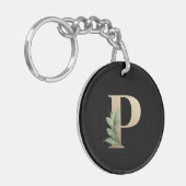 Elegant Botanische monogram Gold Letter P Sleutelhanger (Voorkant Links)