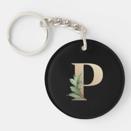 Elegant Botanische monogram Gold Letter P Sleutelhanger