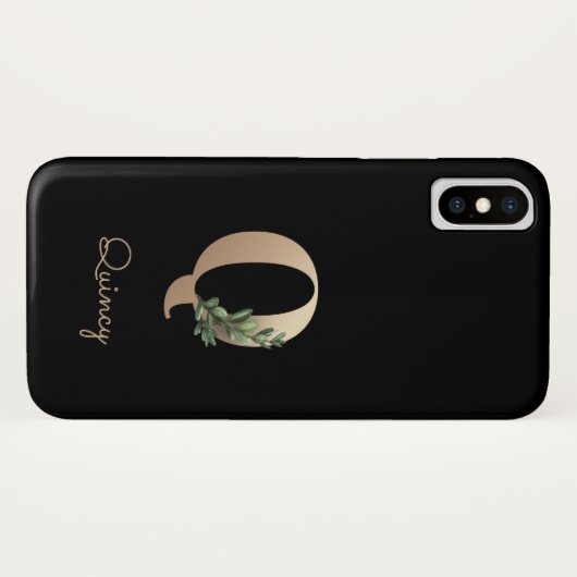 Elegant Botanische monogram Gold Letter Q Case-Mate iPhone Case (Achterkant (horizontaal))