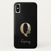 Elegant Botanische monogram Gold Letter Q Case-Mate iPhone Case (Achterkant)