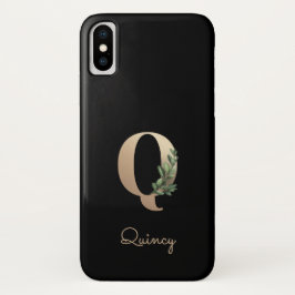 Elegant Botanische monogram Gold Letter Q Case-Mate iPhone Case