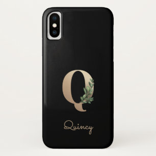 Elegant Botanische monogram Gold Letter Q Case-Mate iPhone Case