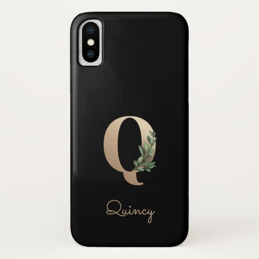 Elegant Botanische monogram Gold Letter Q Case-Mate iPhone Case (Achterkant)