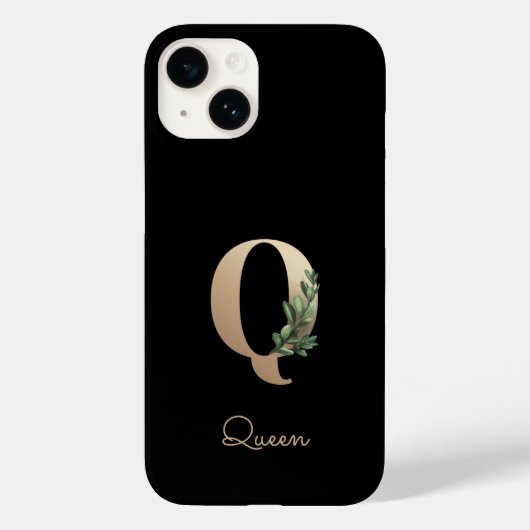 Elegant Botanische monogram Gold Letter Q Case-Mate iPhone Case (Achterkant)