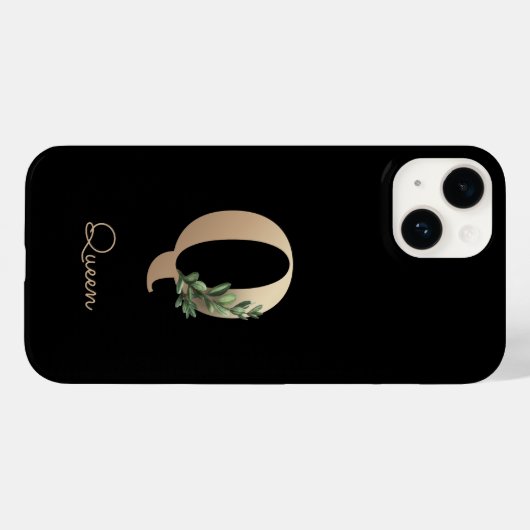 Elegant Botanische monogram Gold Letter Q Case-Mate iPhone Case (Achterkant (horizontaal))
