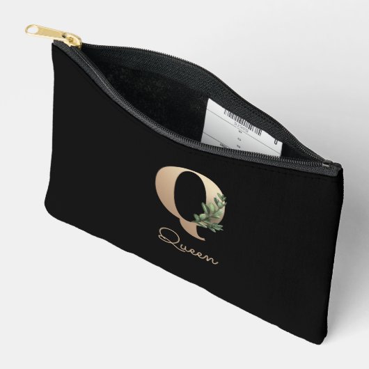 Elegant Botanische monogram Gold Letter Q Etui (Open)