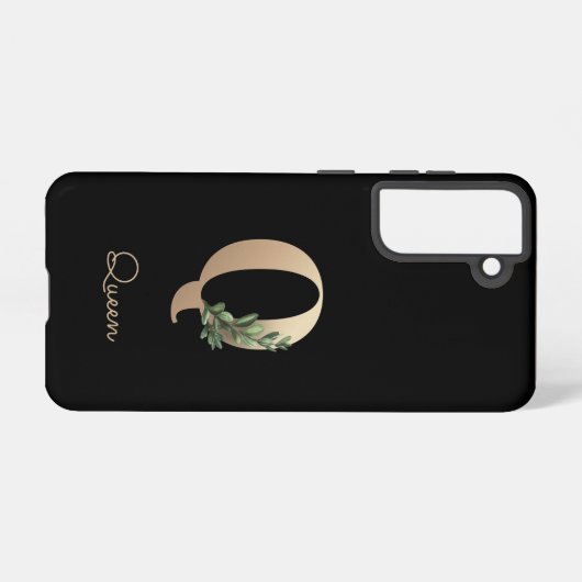 Elegant Botanische monogram Gold Letter Q Samsung Galaxy Hoesje (Achterkant horizontaal)