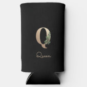 Elegant Botanische monogram Gold Letter Q Seltzer Blikjeskoeler (Voorkant)