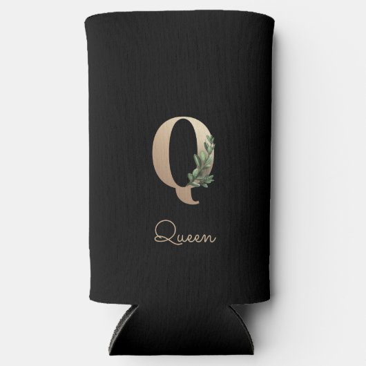 Elegant Botanische monogram Gold Letter Q Seltzer Blikjeskoeler (Voorkant)