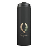 Elegant Botanische monogram Gold Letter Q Thermosbeker (Voorkant)