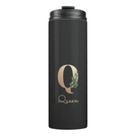 Elegant Botanische monogram Gold Letter Q Thermosbeker