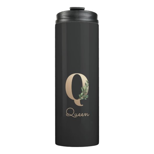 Elegant Botanische monogram Gold Letter Q Thermosbeker (Voorkant)