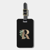 Elegant Botanische monogram Gold Letter R Bagagelabel (Voorkant verticaal)