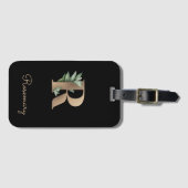 Elegant Botanische monogram Gold Letter R Bagagelabel (Voorkant (horizontaal))