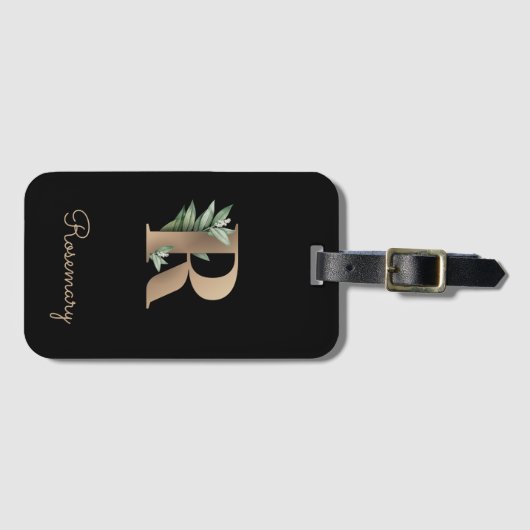 Elegant Botanische monogram Gold Letter R Bagagelabel (Voorkant (horizontaal))