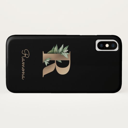 Elegant Botanische monogram Gold Letter R Case-Mate iPhone Case (Achterkant (horizontaal))