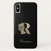 Elegant Botanische monogram Gold Letter R Case-Mate iPhone Case (Achterkant)