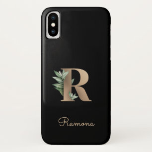 Elegant Botanische monogram Gold Letter R Case-Mate iPhone Case