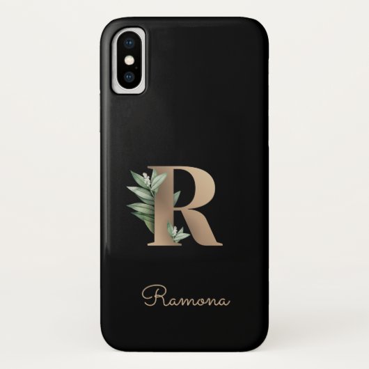 Elegant Botanische monogram Gold Letter R Case-Mate iPhone Case (Achterkant)