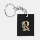 Elegant Botanische monogram Gold Letter R Sleutelhanger (Voorkant Links)