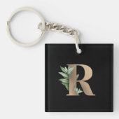 Elegant Botanische monogram Gold Letter R Sleutelhanger (Voorkant)