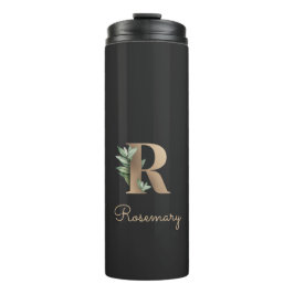 Elegant Botanische monogram Gold Letter R Thermosbeker