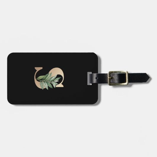 Elegant Botanische monogram Gold Letter S Bagagelabel (Voorkant horizontaal)