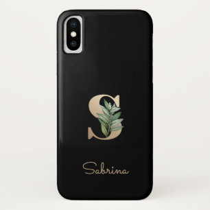 Elegant Botanische monogram Gold Letter S Case-Mate iPhone Case
